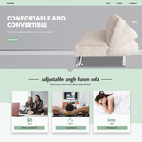 Homall Linen Fabric Futon Sofa Convertible Sofa Bed Modern Design Folding Recliner Lounge Couch for Living Room with Chrome Legs
