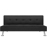 Homall Linen Fabric Futon Sofa Convertible Sofa Bed Modern Design Folding Recliner Lounge Couch for Living Room with Chrome Legs