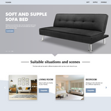 Homall Linen Fabric Futon Sofa Convertible Sofa Bed Modern Design Folding Recliner Lounge Couch for Living Room with Chrome Legs