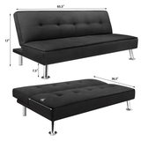 Homall Linen Fabric Futon Sofa Convertible Sofa Bed Modern Design Folding Recliner Lounge Couch for Living Room with Chrome Legs