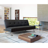 Homall Linen Fabric Futon Sofa Convertible Sofa Bed Modern Design Folding Recliner Lounge Couch for Living Room with Chrome Legs