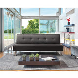 Homall Linen Fabric Futon Sofa Convertible Sofa Bed Modern Design Folding Recliner Lounge Couch for Living Room with Chrome Legs