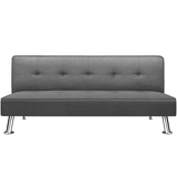 Homall Linen Fabric Futon Sofa Convertible Sofa Bed Modern Design Folding Recliner Lounge Couch for Living Room with Chrome Legs