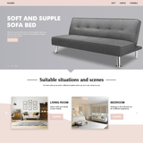 Homall Linen Fabric Futon Sofa Convertible Sofa Bed Modern Design Folding Recliner Lounge Couch for Living Room with Chrome Legs
