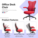 Homall Office Desk Chair with Flip Arms,Mid Back Mesh Computer Chair Swivel Task Chair with Ergonomic with Lumbar Support