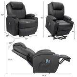Homall Power Lift Recliner PU Leather Lift Assist Recliner for Elderly with Massage