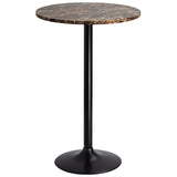 Homall Bistro Pub Table Round Bar Height Cocktail Table Metal Base MDF Top Obsidian Table with Black Leg