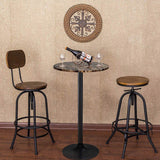 Homall Bistro Pub Table Round Bar Height Cocktail Table Metal Base MDF Top Obsidian Table with Black Leg