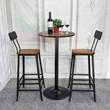 Homall Bistro Pub Table Round Bar Height Cocktail Table Metal Base MDF Top Obsidian Table with Black Leg