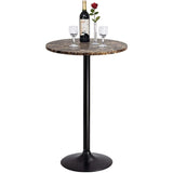 Homall Bistro Pub Table Round Bar Height Cocktail Table Metal Base MDF Top Obsidian Table with Black Leg