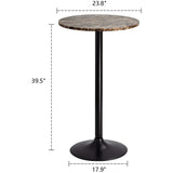 Homall Bistro Pub Table Round Bar Height Cocktail Table Metal Base MDF Top Obsidian Table with Black Leg