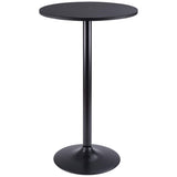 Homall Bistro Pub Table Round Bar Height Cocktail Table Metal Base MDF Top Obsidian Table with Black Leg