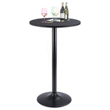 Homall Bistro Pub Table Round Bar Height Cocktail Table Metal Base MDF Top Obsidian Table with Black Leg