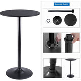 Homall Bistro Pub Table Round Bar Height Cocktail Table Metal Base MDF Top Obsidian Table with Black Leg