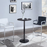Homall Bistro Pub Table Round Bar Height Cocktail Table Metal Base MDF Top Obsidian Table with Black Leg