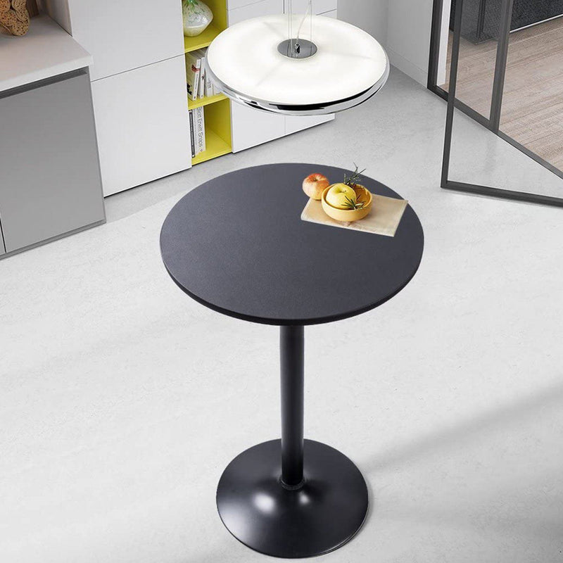 Homall Bistro Pub Table Round Bar Height Cocktail Table Metal Base MDF Top Obsidian Table with Black Leg