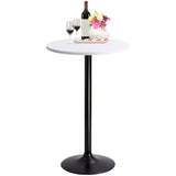 Homall Bistro Pub Table Round Bar Height Cocktail Table Metal Base MDF Top Obsidian Table with Black Leg
