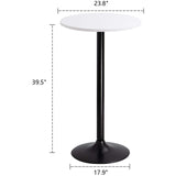 Homall Bistro Pub Table Round Bar Height Cocktail Table Metal Base MDF Top Obsidian Table with Black Leg