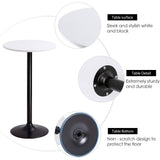 Homall Bistro Pub Table Round Bar Height Cocktail Table Metal Base MDF Top Obsidian Table with Black Leg