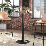 Homall Bistro Pub Table Round Bar Height Cocktail Table Metal Base MDF Top Obsidian Table with Black Leg