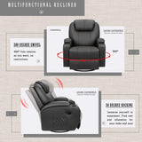 Homall PU Leather Swivel rocker Recliner Chair Electric Massage Recliner
