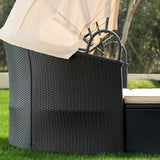 Homall Patio Furniture Outdoor Daybed with Retractable Canopy Rattan Wicker Furniture Sectional Seating with Washable Cushions for Patio Backyard Porch Pool Round Daybed Separated Seating