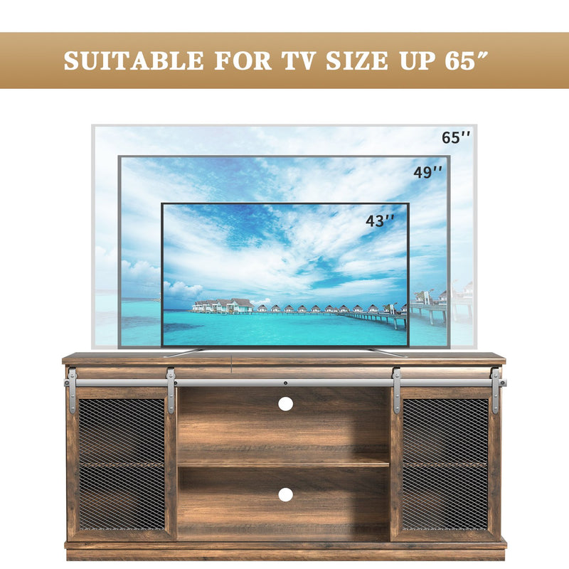 Homall Farmhouse TV Stand, Entertainment Center with Storage Cabinet, for TVs up to 65"
