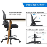 Homall Drafting Chair Office Chair Executive Computer Standing Desk Chair with Flip-up Armrests, Lockable Wheels and Adjustable Footrest Ring