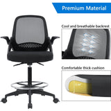 Homall Drafting Chair Office Chair Executive Computer Standing Desk Chair with Flip-up Armrests, Lockable Wheels and Adjustable Footrest Ring