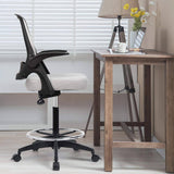 Homall Drafting Chair Office Chair Executive Computer Standing Desk Chair with Flip-up Armrests, Lockable Wheels and Adjustable Footrest Ring
