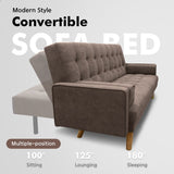 Homall Linen Futon Sofa Bed Pin Tufted Split Back Convertible Reclining Sofa Fabric Bench Seat