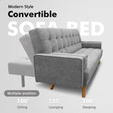 Homall Linen Futon Sofa Bed Pin Tufted Split Back Convertible Reclining Sofa Fabric Bench Seat