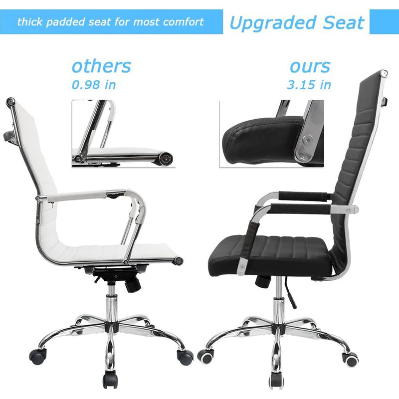 Homall Ribbed Office Chair High Back PU Leather Executive Conference Chair Adjustable Swivel Chair with Arms