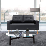 Homall Mid Century Modern Loveseat Couch PU Leather Sofa with Solid Wood Frame for Living Room, Black