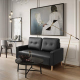 Homall Mid Century Modern Loveseat Couch PU Leather Sofa with Solid Wood Frame for Living Room, Black