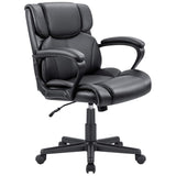 Homall Mid Back Office Chair Swivel Computer Task Chair with Armrest Ergonomic Leather Padded Executive Desk Chair with Lumbar Support