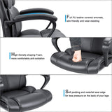 Homall Mid Back Office Chair Swivel Computer Task Chair with Armrest Ergonomic Leather Padded Executive Desk Chair with Lumbar Support