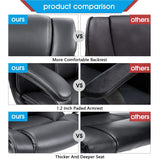 Homall Mid Back Office Chair Swivel Computer Task Chair with Armrest Ergonomic Leather Padded Executive Desk Chair with Lumbar Support