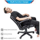 Homall Mid Back Office Chair Swivel Computer Task Chair with Armrest Ergonomic Leather Padded Executive Desk Chair with Lumbar Support