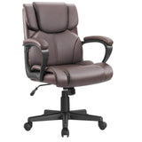 Homall Mid Back Office Chair Swivel Computer Task Chair with Armrest Ergonomic Leather Padded Executive Desk Chair with Lumbar Support