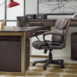 Homall Mid Back Office Chair Swivel Computer Task Chair with Armrest Ergonomic Leather Padded Executive Desk Chair with Lumbar Support