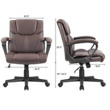Homall Mid Back Office Chair Swivel Computer Task Chair with Armrest Ergonomic Leather Padded Executive Desk Chair with Lumbar Support