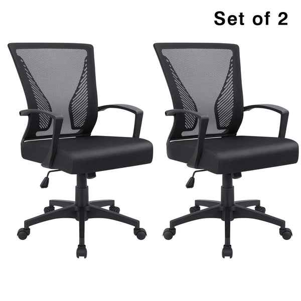 Homall Office Chair Mid Back Swivel Lumbar Support Desk Chair, Computer Ergonomic Mesh Chair with Armrest Set of 2