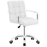 Homall Mid-Back Office Task Chair Ribbed PU Leather Executive Chair Modern Adjustable Home Desk Chair Retro Comfortable Work Chair 360 Degree Swivel with Arms