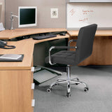 Homall Mid-Back Office Task Chair Ribbed PU Leather Executive Chair Modern Adjustable Home Desk Chair Retro Comfortable Work Chair 360 Degree Swivel with Arms