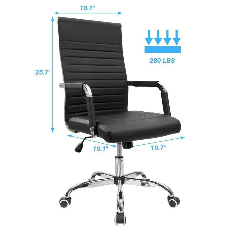 Homall Ribbed Office Chair Mid-Back PU Leather Desk Chair Adjustable Swivel Chair