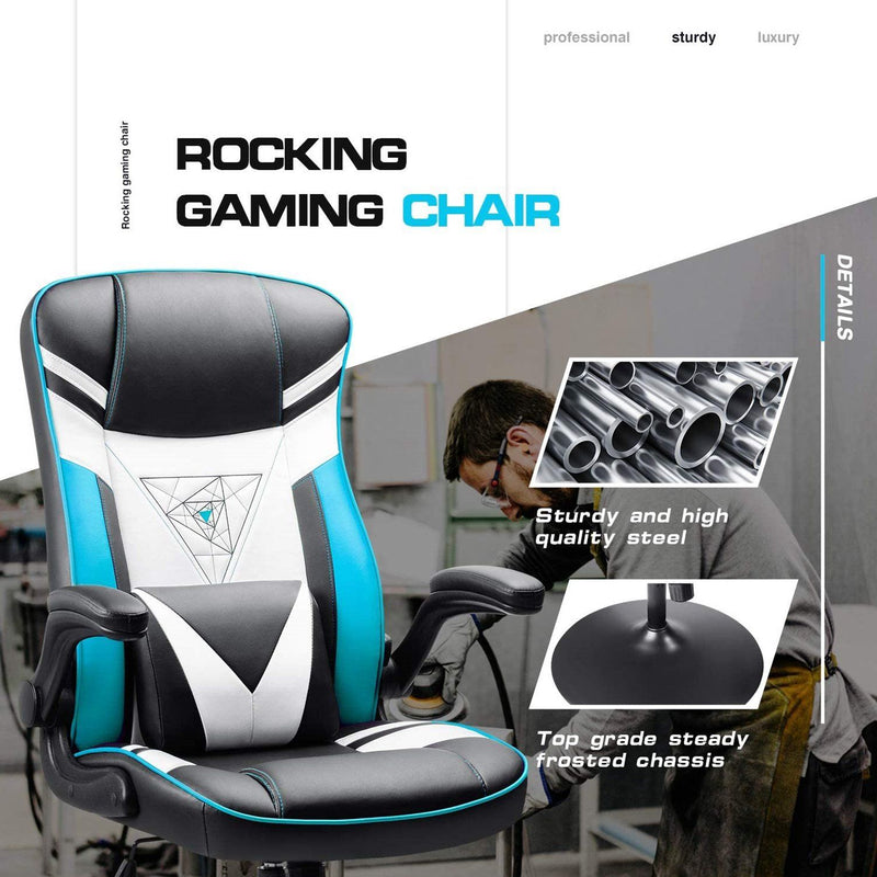 Homall Rocking Gaming Chair Racing Computer Game Chairs Office Adjustable Swivel High Back PC Gamer Chair Armrest Support for Adult