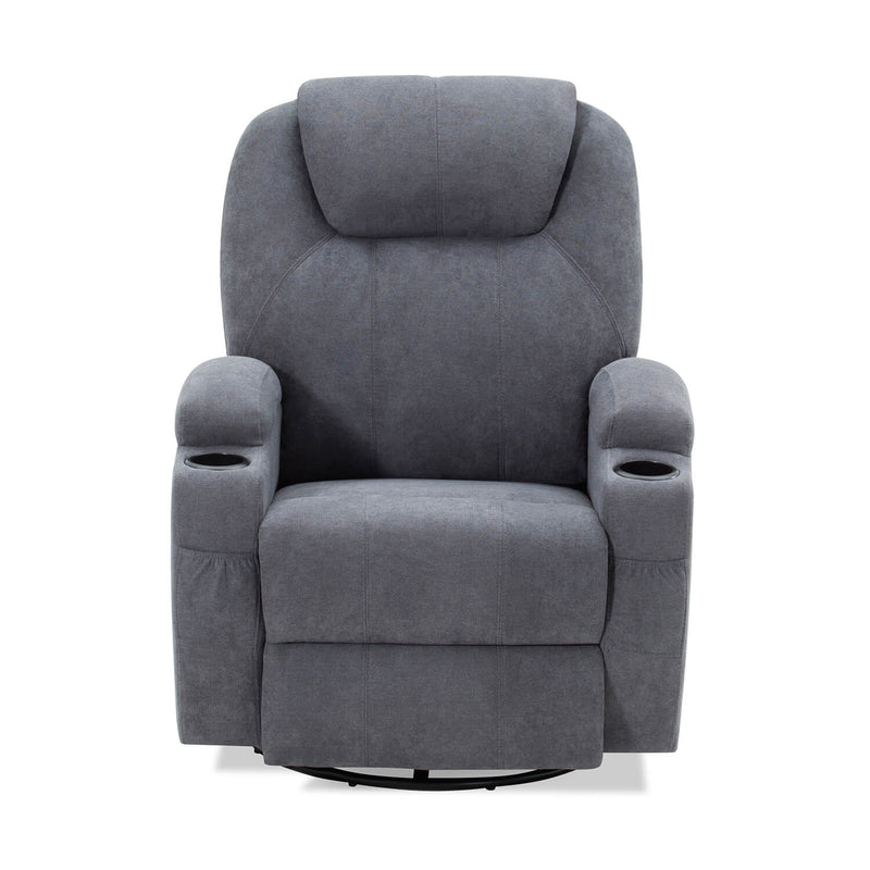Homall 360° Swivel Massage Recliner Rocker Reclining Sofa, PU Leather& Fabric Heated Ergonomic Living Room Lounge Chair