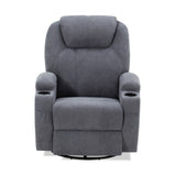 Homall 360° Swivel Massage Recliner Rocker Reclining Sofa, PU Leather& Fabric Heated Ergonomic Living Room Lounge Chair