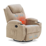 Homall 360° Fabric Swivel Rocker Recliner, Electric Massage Recliner Chair